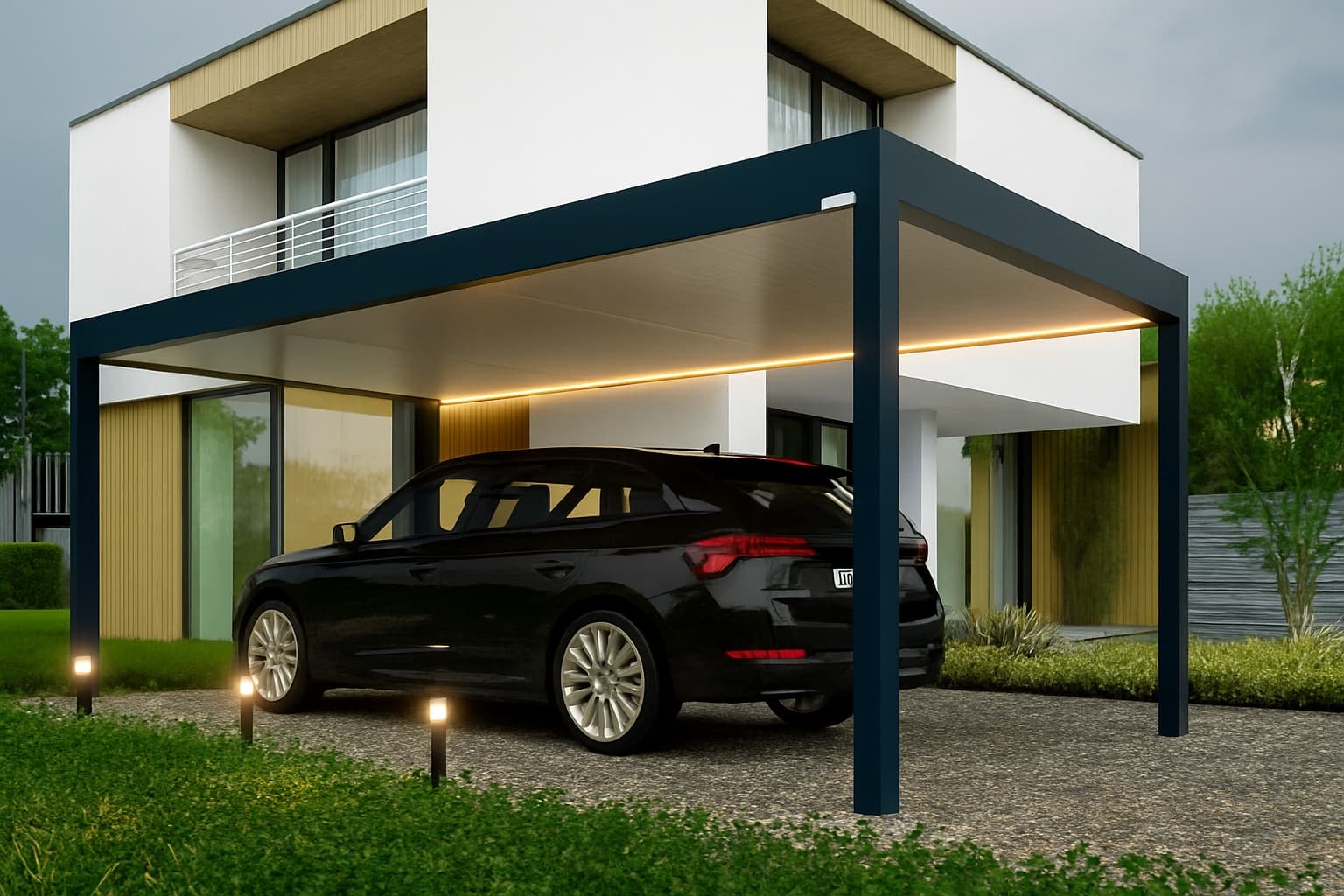 EYVA hliníkový carport — pohľad zboku