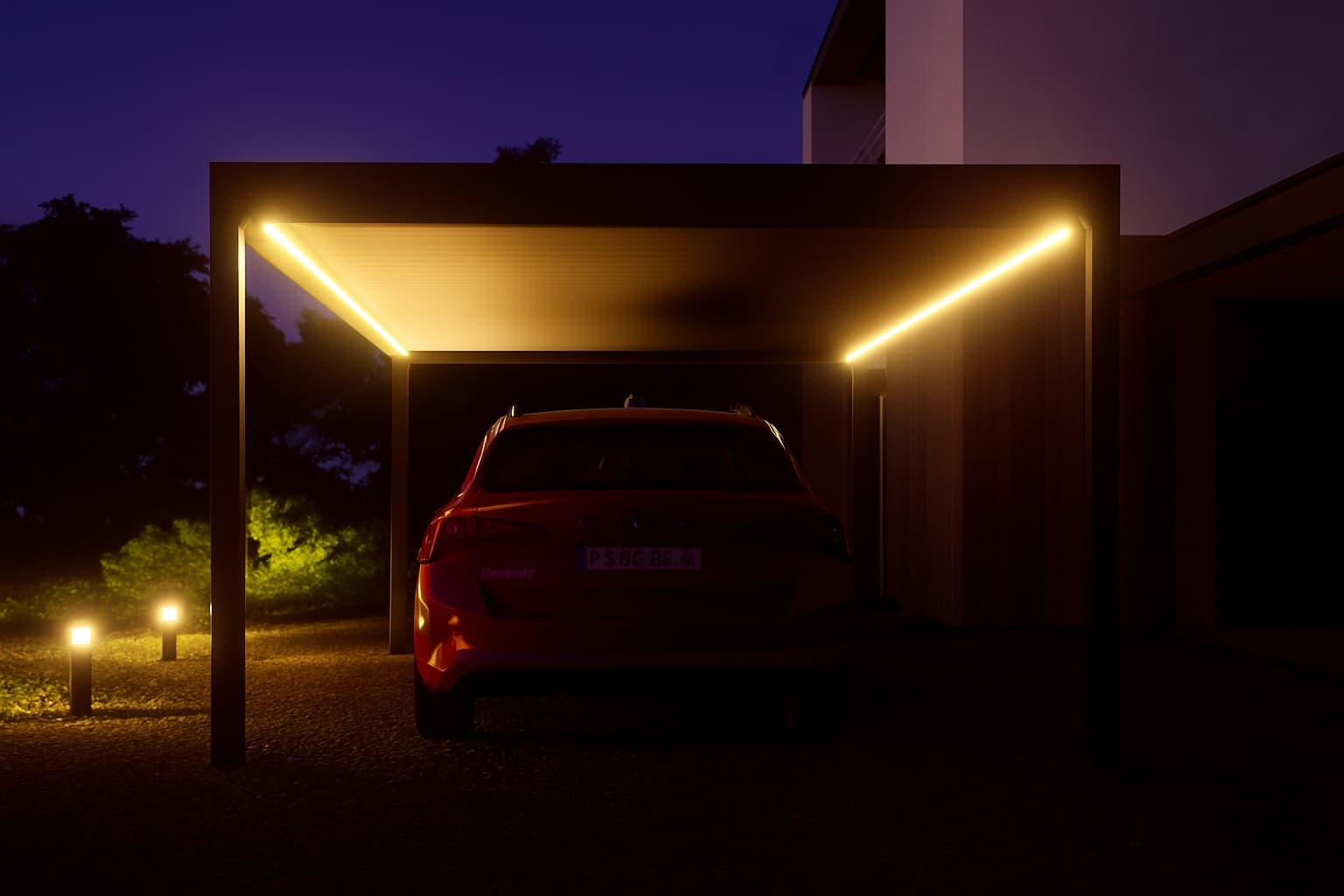 EYVA carport — detail strechy